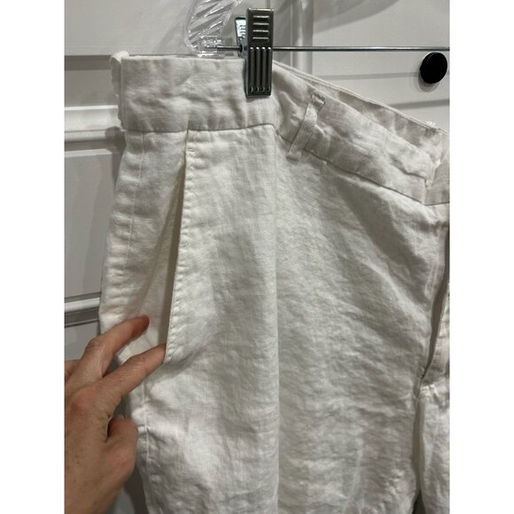 Tasso Elba Linen Chino Shorts White Sz 44 Flat Front Pockets Coastal Minimalist - Picture 4 of 11